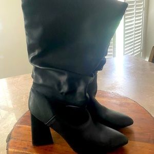 Black mid-calf slouchy boot